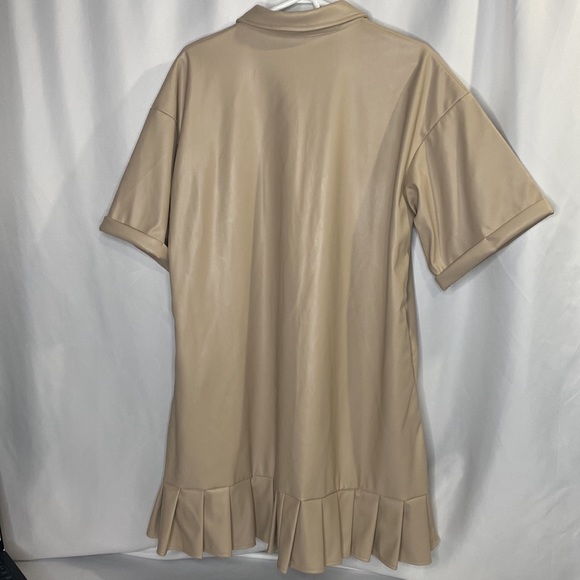 NWOT Vegan Leather Pleated Hem Dress - Hilary Macmillan sz X1 - Picture 7 of 9